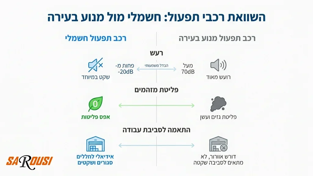 רכב תפעול חשמלי חרישי בסביבת עבודה סגורה